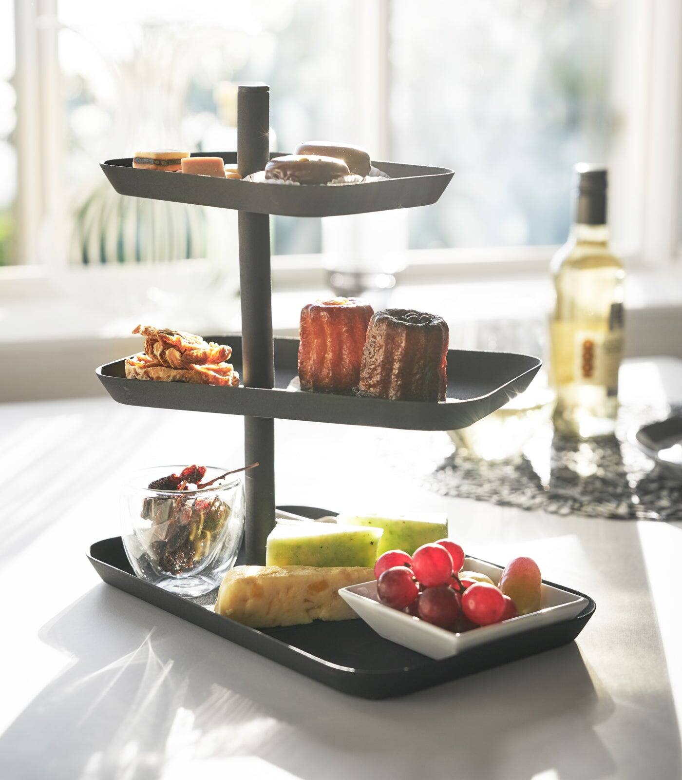 Alt View 3. Yamazaki Home - Serving Stand - Steel - Black.