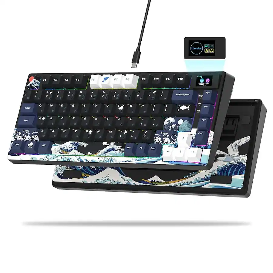 Wm80 Keyboard Womier S K80 75% Wired Keyboard with Color Multimedia Display ...