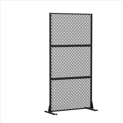 Front. Lirago - 72 in. Galvanized Metal Outdoor Privacy Screens Garden Outdoor Fence - Black.