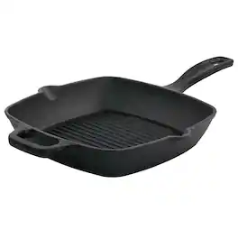 Oster - Castaway 10 Inch Square Cast Iron Grill Pan with Pouring Spouts - Black