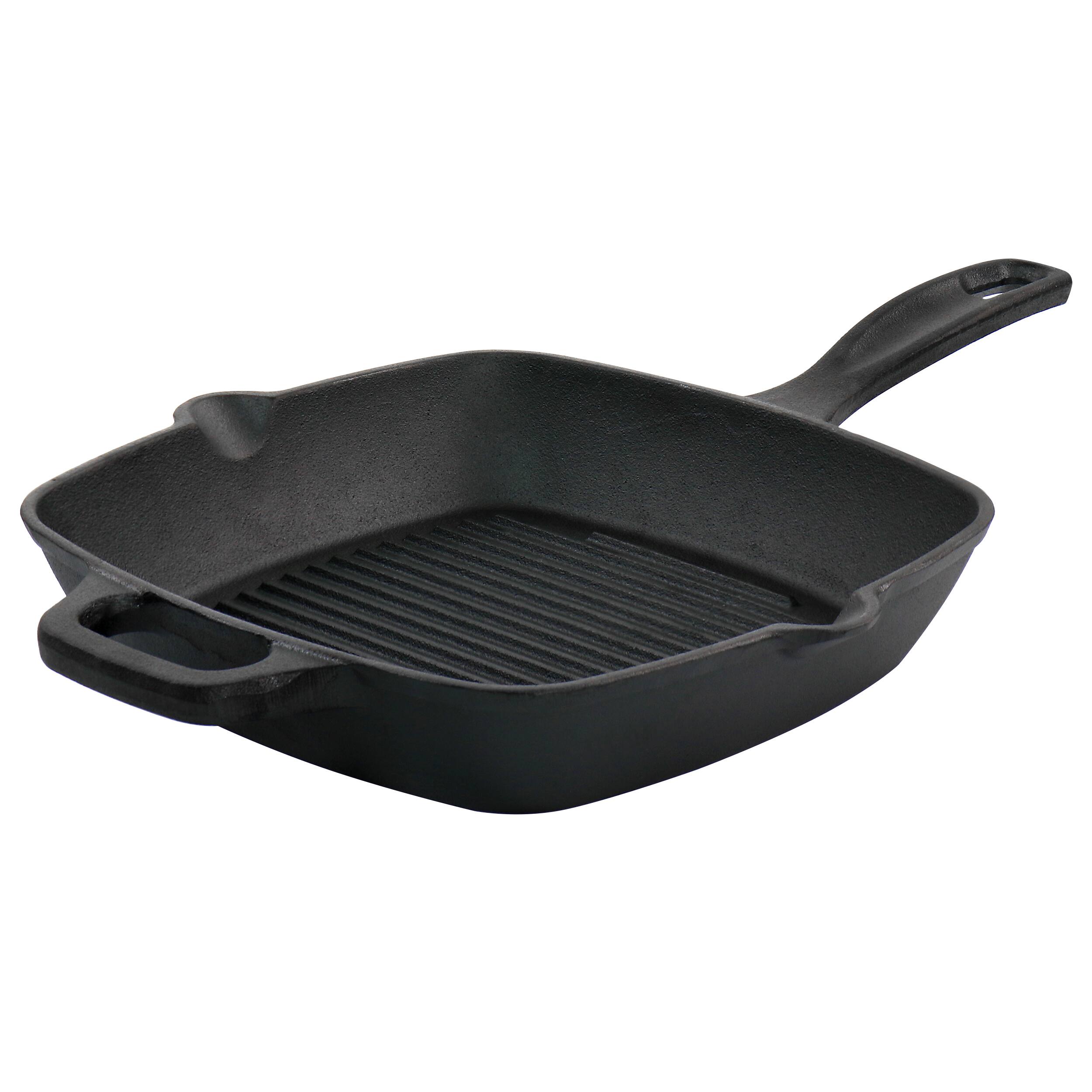 Front. Oster - Oster Castaway 10 Inch Square Cast Iron Grill Pan with Pouring Spouts - Black.