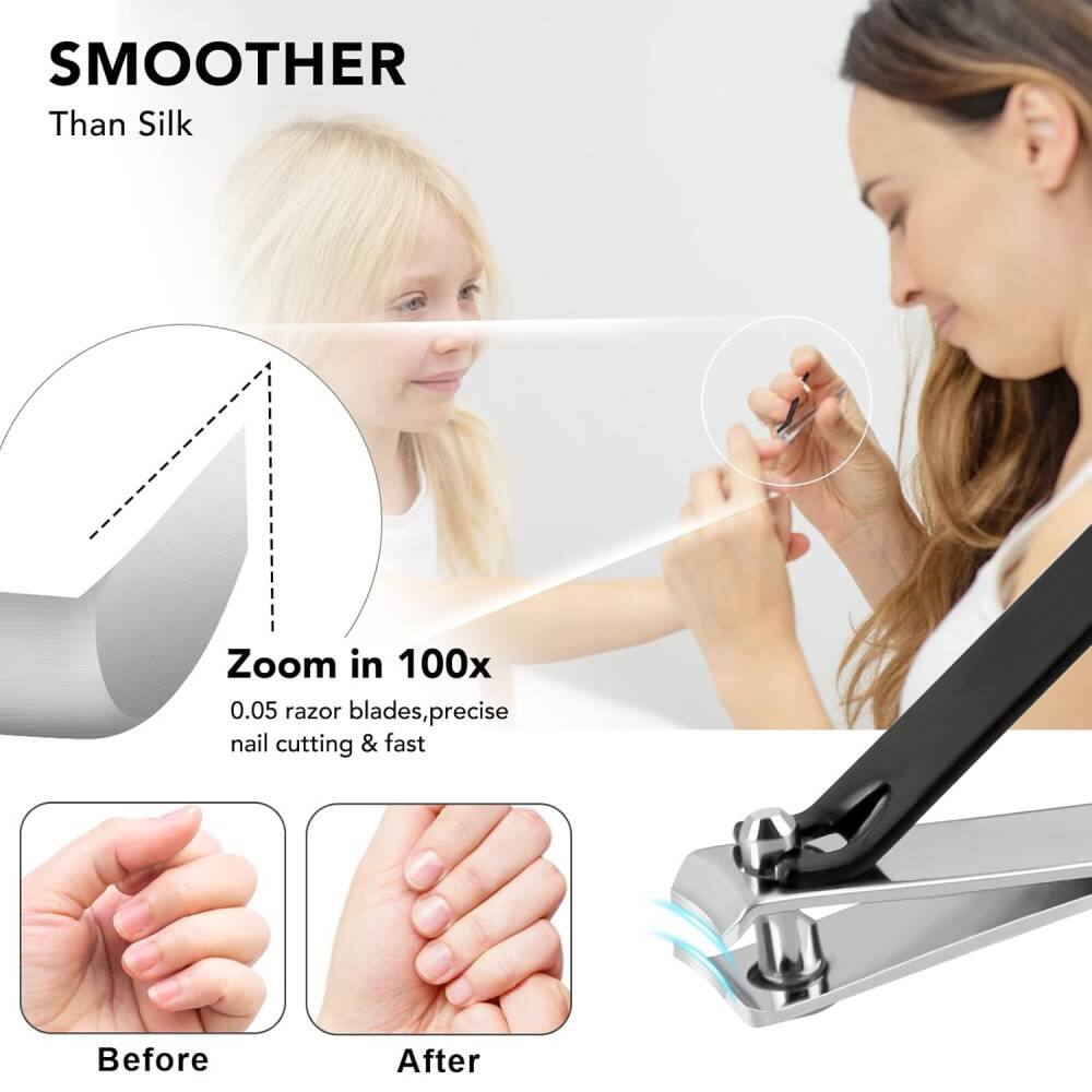 SMOOTHER  
Than Silk  

Zoom in 100x  
0.05 razor blades, precise nail cutting & fast  

Before  
After