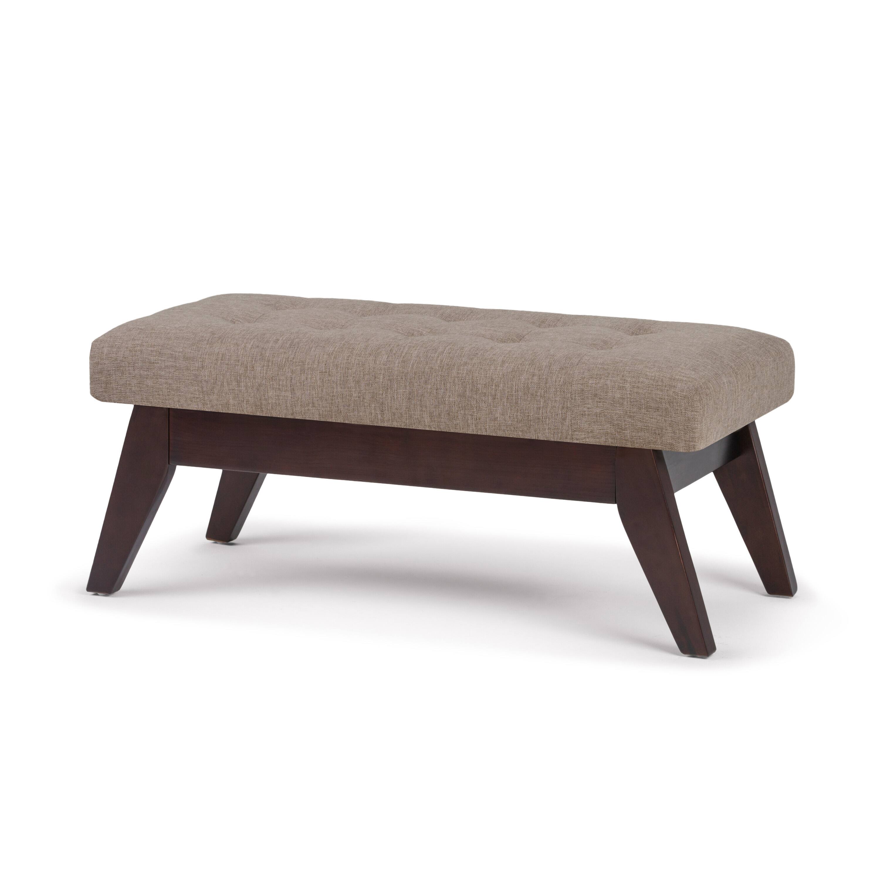 Angle. Simpli Home - Draper Mid Century Tufted Ottoman Bench - Fawn Brown.
