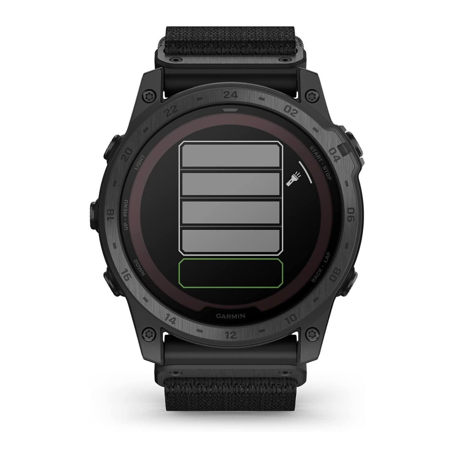 22 - 24 - 02 20 LIGHT 18 MENU UP START 04 - STOP I 90 I 16 DOWN - 14 - GARMIN 12 - 10 I LAP BACK 80