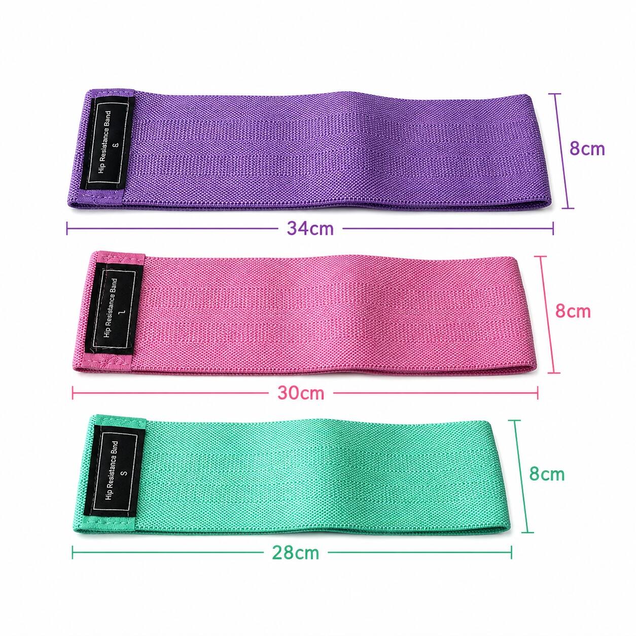 Band Resistance

- M: 34cm, 8cm
- L: 30cm, 8cm
- S: 28cm, 8cm