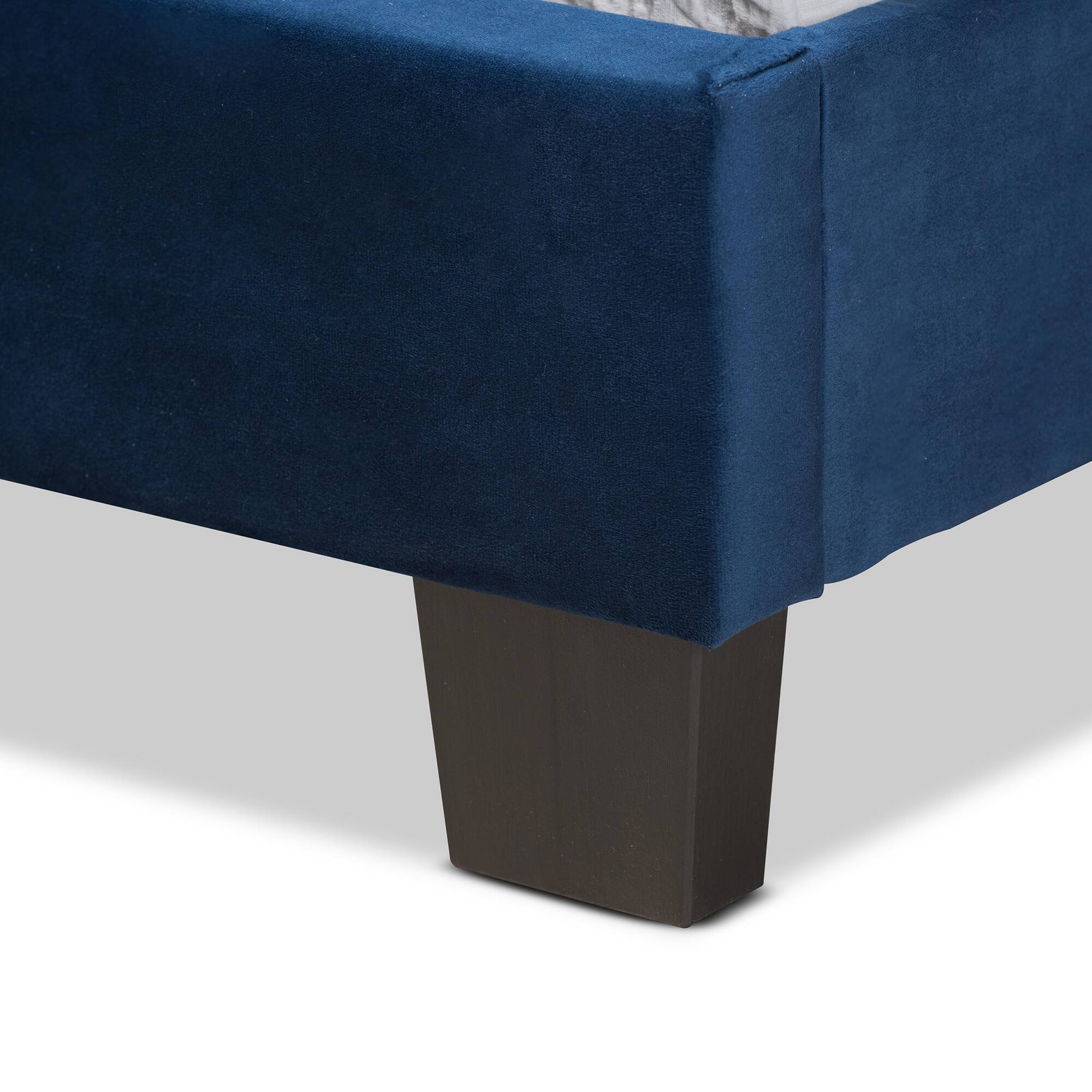 Alt View 1. Baxton Studio - Caprice Modern and Contemporary Glam Velvet Fabric Upholstered Panel Bed - Navy Blue/Black.