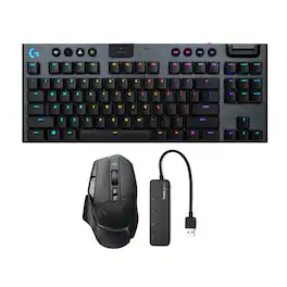 Logitech - G G915 Lightspeed Wireless Gaming Keyboard with Mouse and USB Port - Black