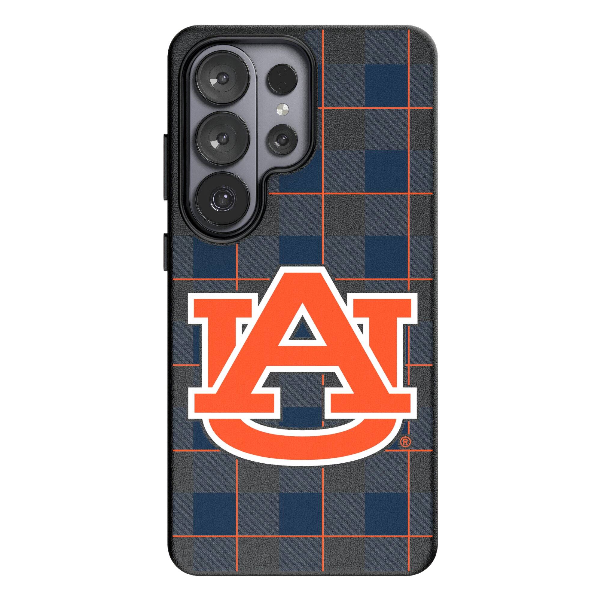 Front. Keyscaper - Auburn Tigers Plaid Galaxy Magnetic Bump Case - S25 - Black.