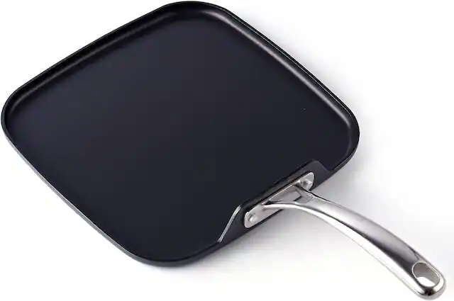Front. Cooks Standard - Classic 11'' x 11'' Hard Anodized Nonstick Square Griddle Pan, Heat-resistant Handle, Not Induction, Black - BLACK.