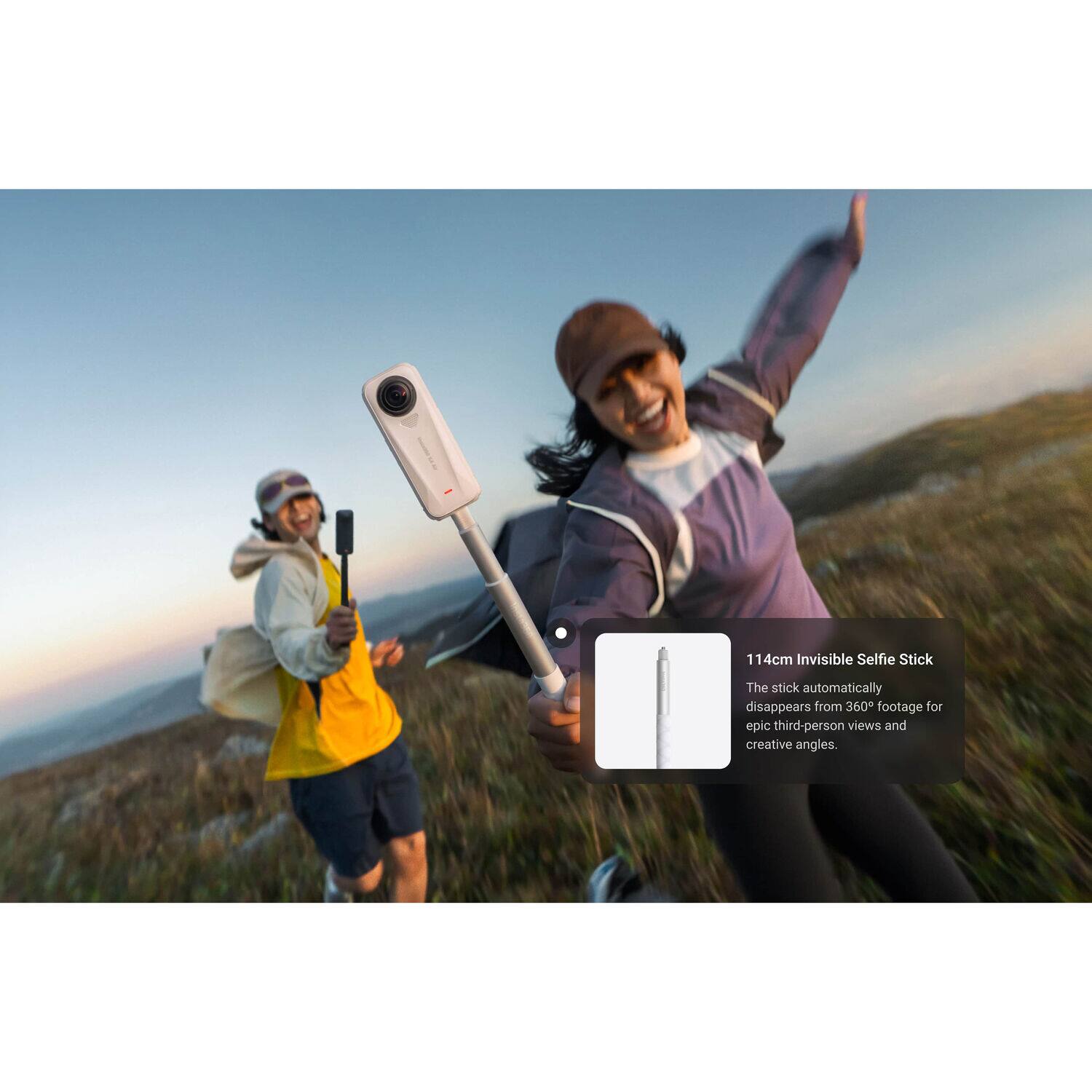114cm Invisible Selfie Stick

The stick automatically disappears from 360° footage for epic third-person views and creative angles.