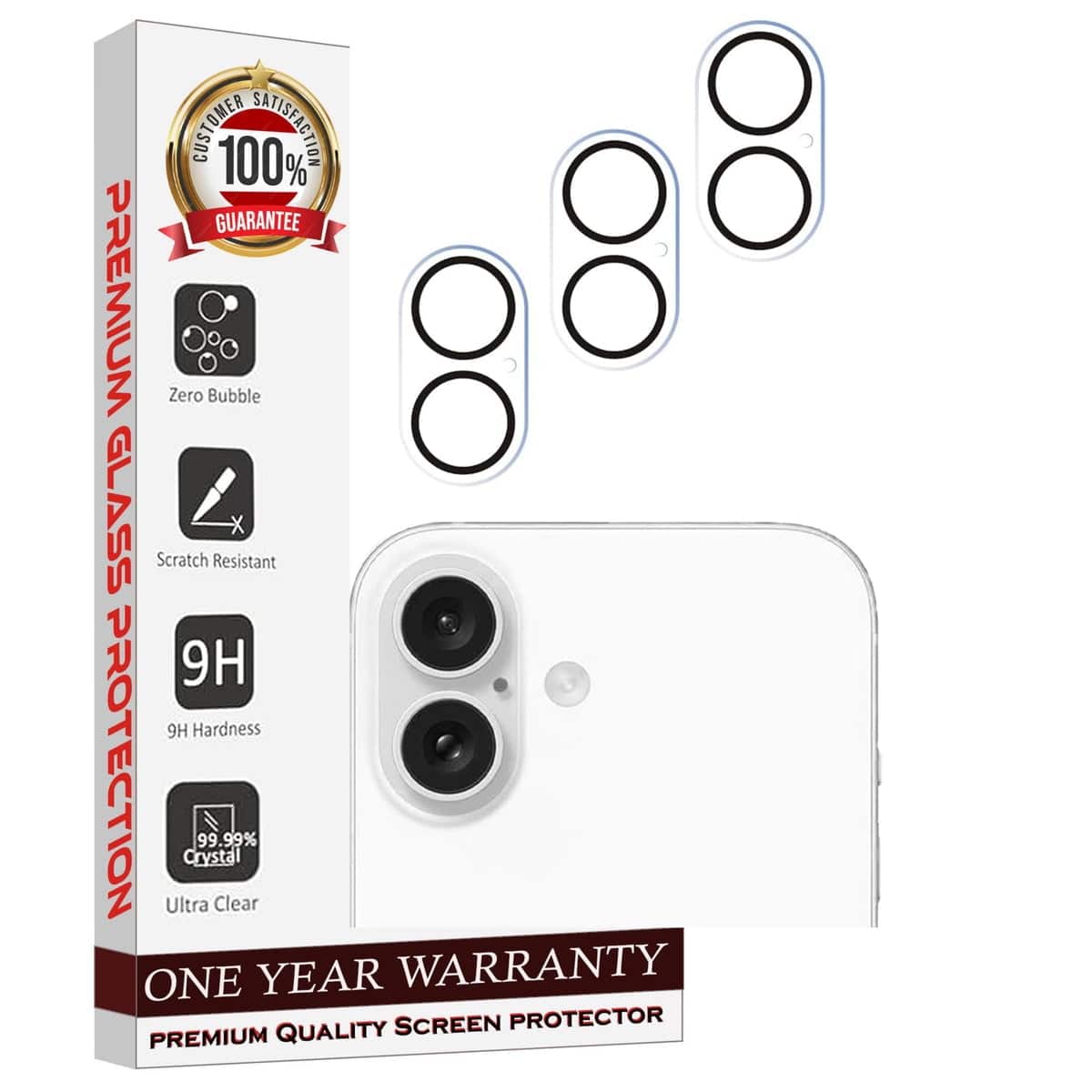 Entronix - Camera Lens Protector for iPhone 16 - 3-Pack - Clear