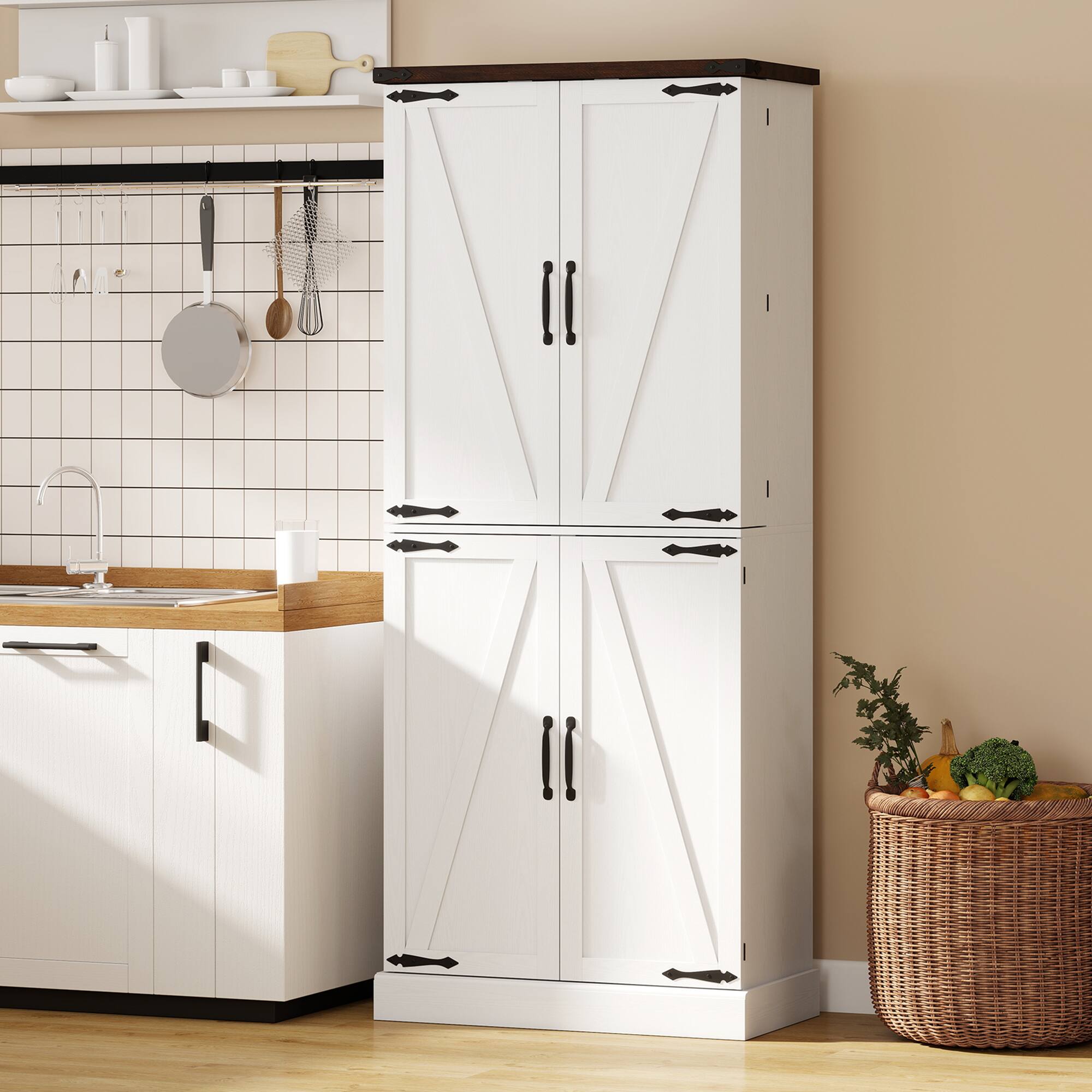 Alt View 1. Homcom - Tall Kitchen Pantry Cabinet - White.