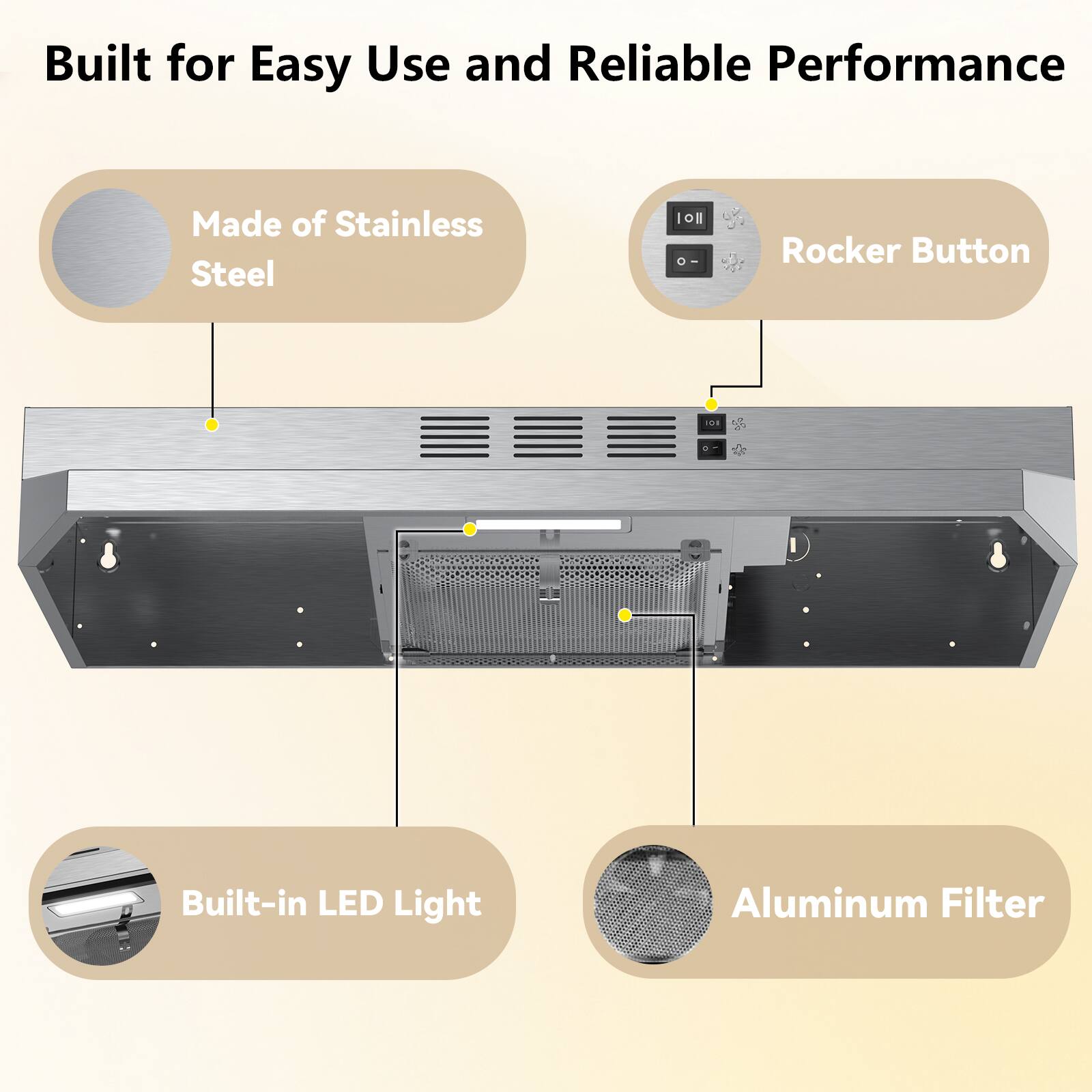 Built for Easy Use and Reliable Performance
Made of Stainless Steel
Rocker Button
Built-in LED Light
Aluminum Filter