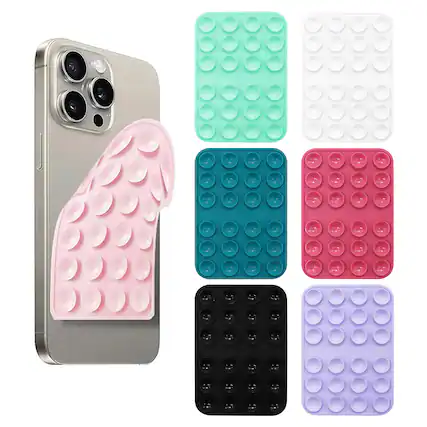 Front. Topteng - Silicone Suction Phone Mount – Magnetic Suction Cup, Strong Hold, Hands-Free, MagSafe Compatible, Fit for iPhone 12-17 - White.
