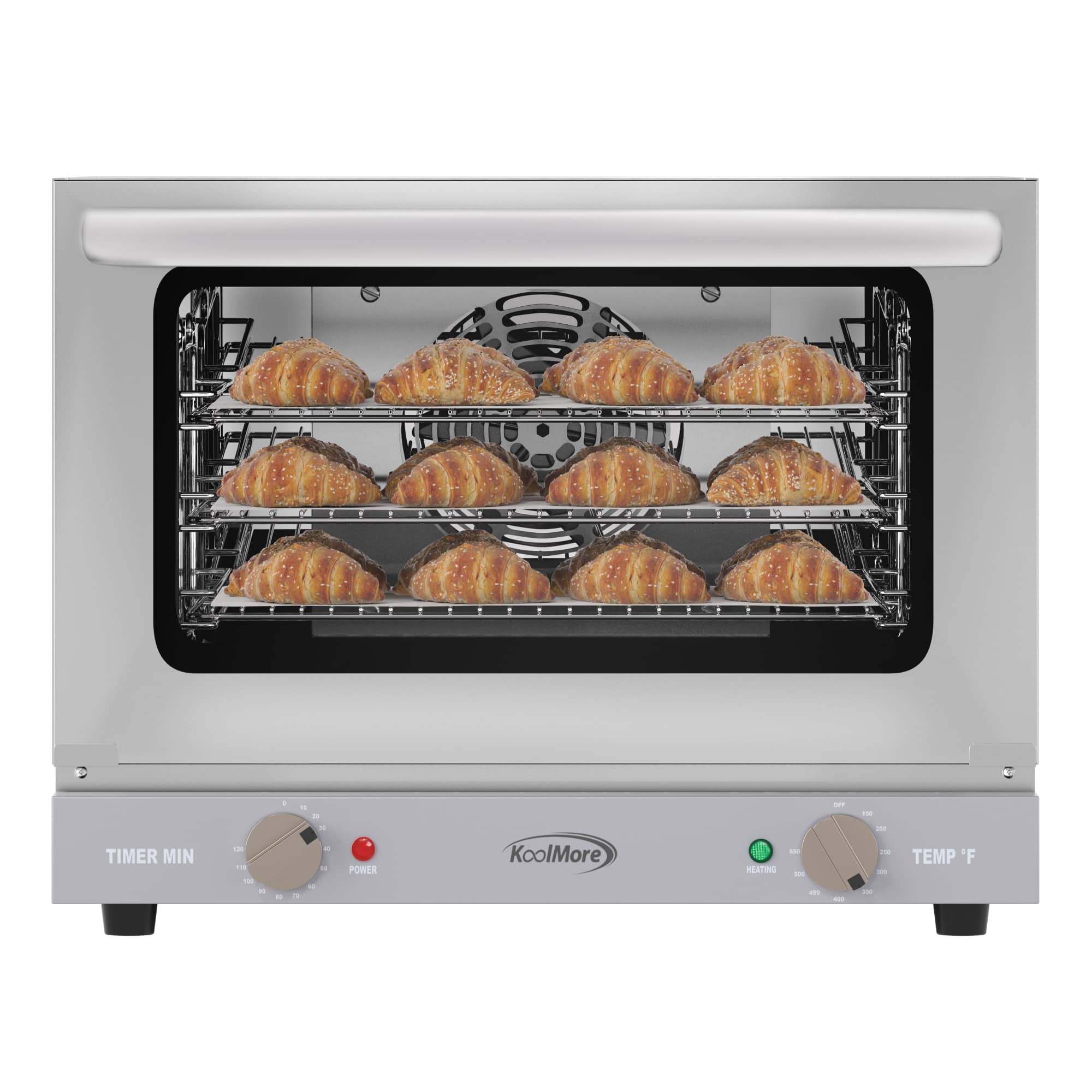 Koolmore - 19 in. Countertop Convection Oven for Quarter-Size Pans with 3 Racks 1440W of Power in Stainless-Steel, 0.8 cu. ft - Stainless Steel