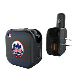 Keyscaper - New York Mets 2-in-1 USB A/C Charger - Black