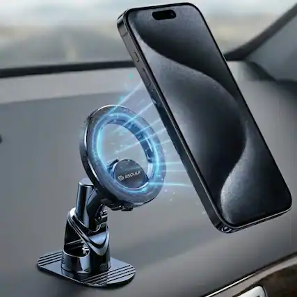 Front. Esoulk - Magnetic Car Dashboard Holder iPhone 17 Pro Max Samsung S26 Ultra Smartphone Mount Magsafe Compatible - Black.