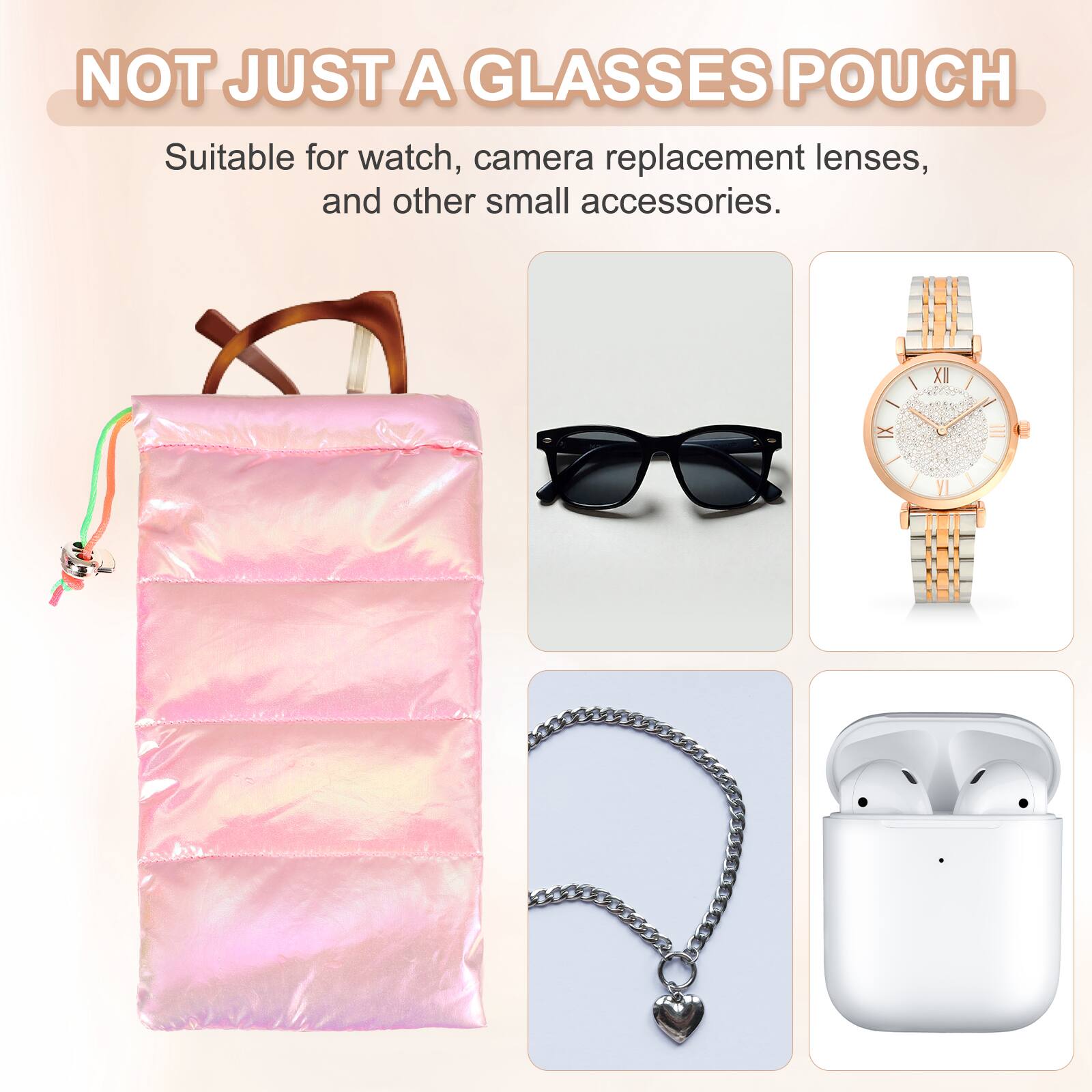 NOT JUST A GLASSES POUCH

Suitable for watch, camera replacement lenses, and other small accessories.