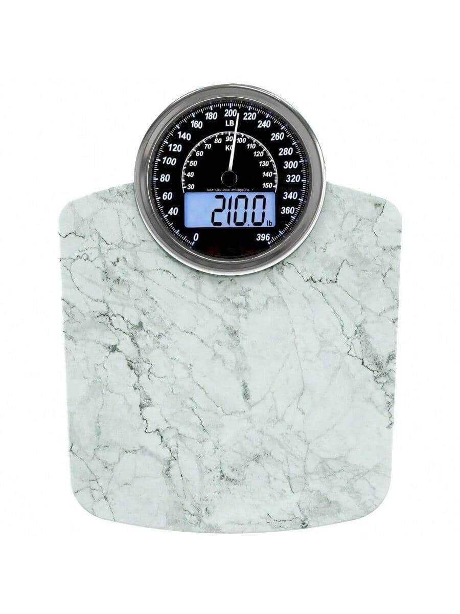 The Best Inks - Hybrid 2 - in - 1 Analog Digital Weighing Scale Body Weight to 400lbs - Thick Tempered Glass - Large Display - White LB