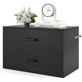 Gymax - Stackable 2-Drawer Dresser Multi-Purpose Wooden Storage Cube Dresser - Black