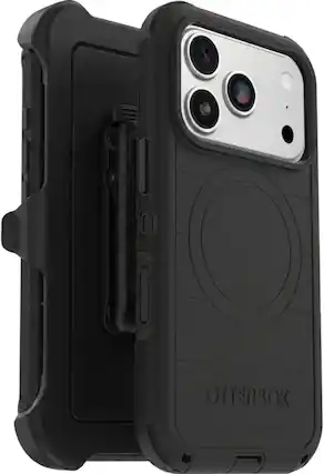 Front. OtterBox - OtterBox iPhone 17 Pro (Only) Defender Series Case - Holster Clip Included - Snaps on MagSafe - Tough - Rugged & Durable - Black.