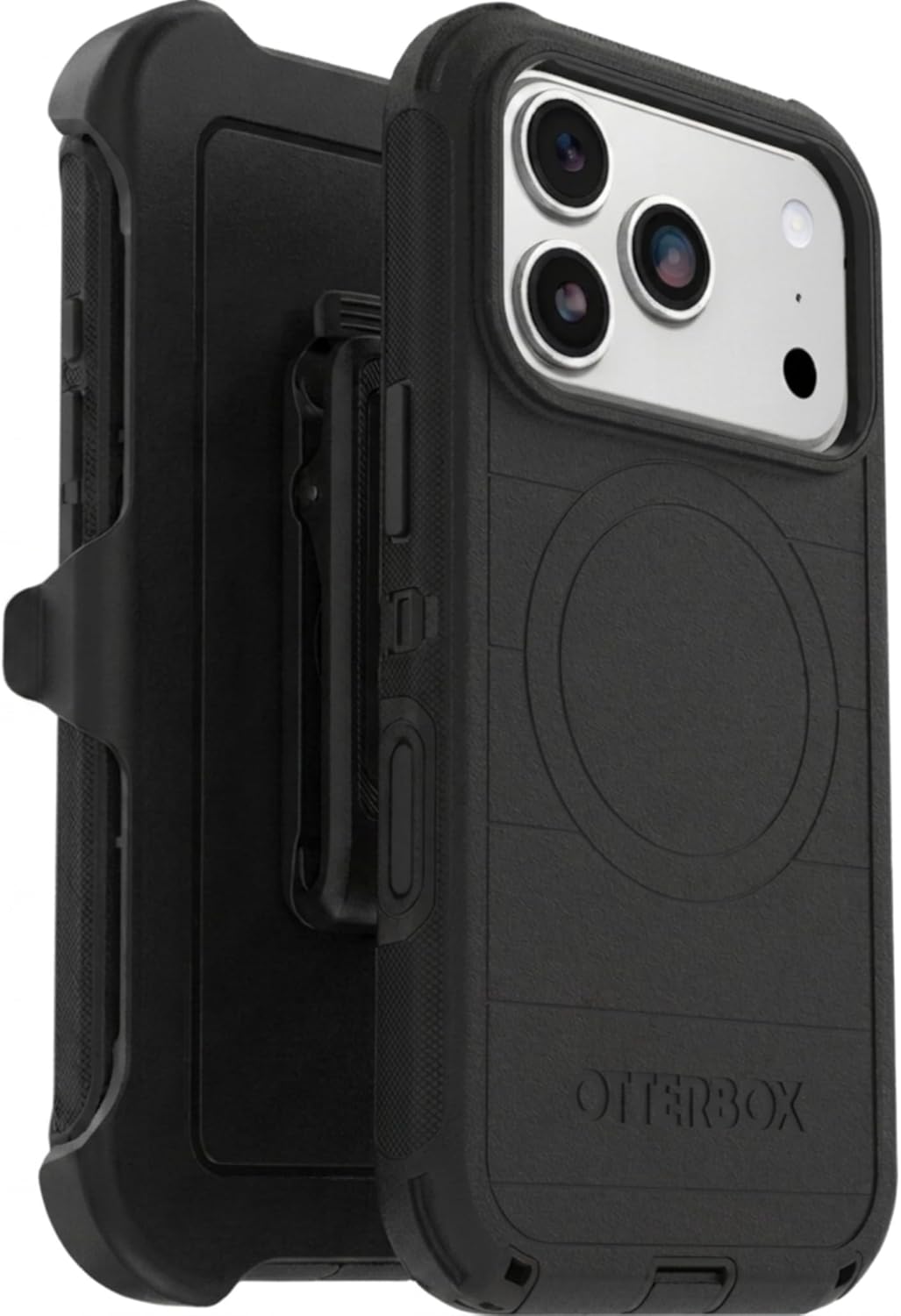 Front. OtterBox - OtterBox iPhone 17 Pro (Only) Defender Series Case - Holster Clip Included - Snaps on MagSafe - Tough - Rugged & Durable - Black.
