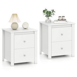 Gymax - 2PCS Modern Nightstand w/ Storage 2 Drawers and Support Legs for Bedroom - White