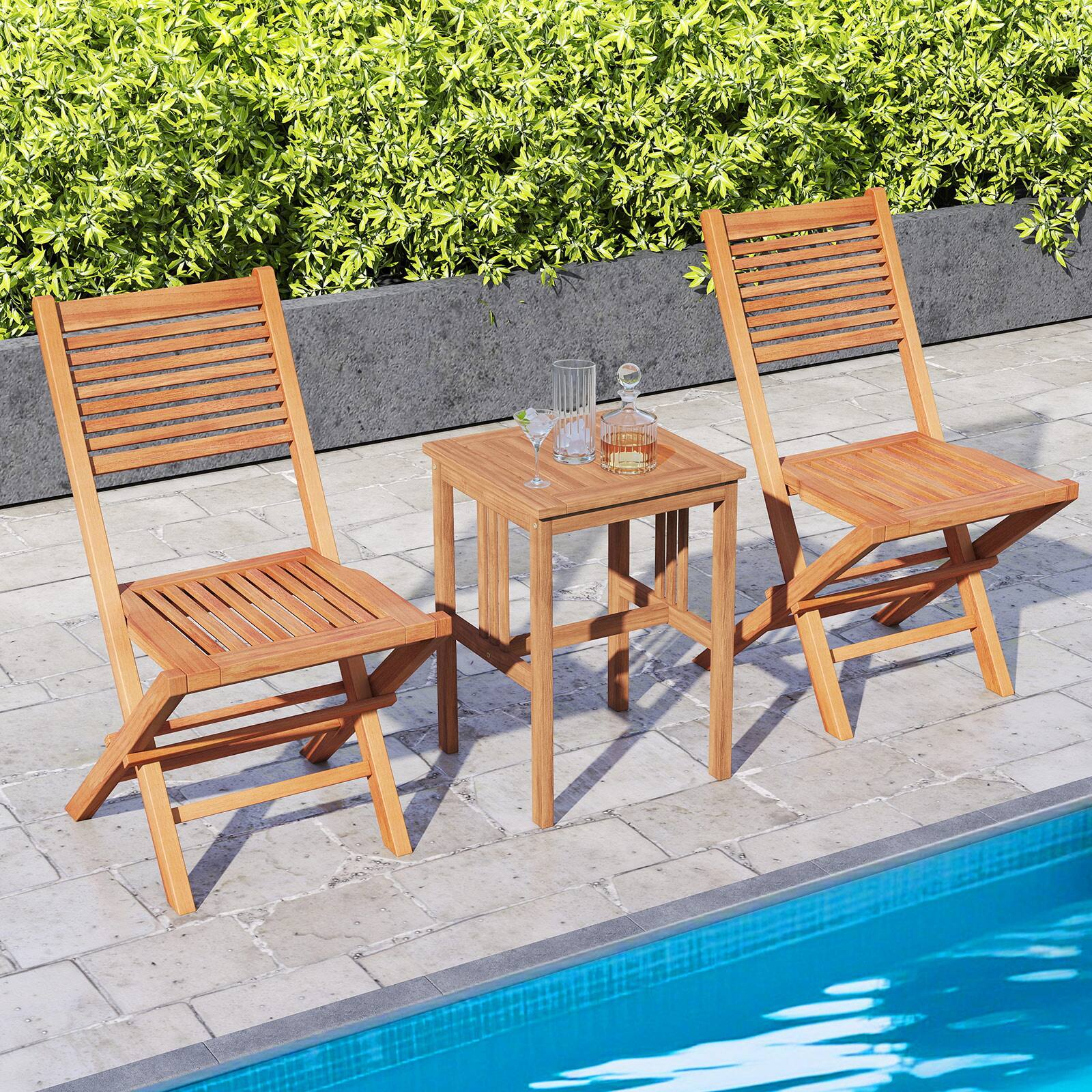 Alt View 3. Costway - Costway 4PCS Outdoor Dining Chairs with High Backrest & Slatted Seat X-Shaped Support - Natural.