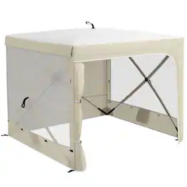 Outsunny - x 8' Pop Up Canopy Tent, Camping Tent Sun Shade Shelter with Curtains - White