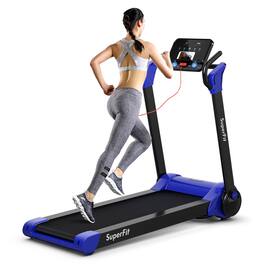 Gymax - Folding 2.25HP Electric Treadmill Running Machine w/ LED Display - Navy
