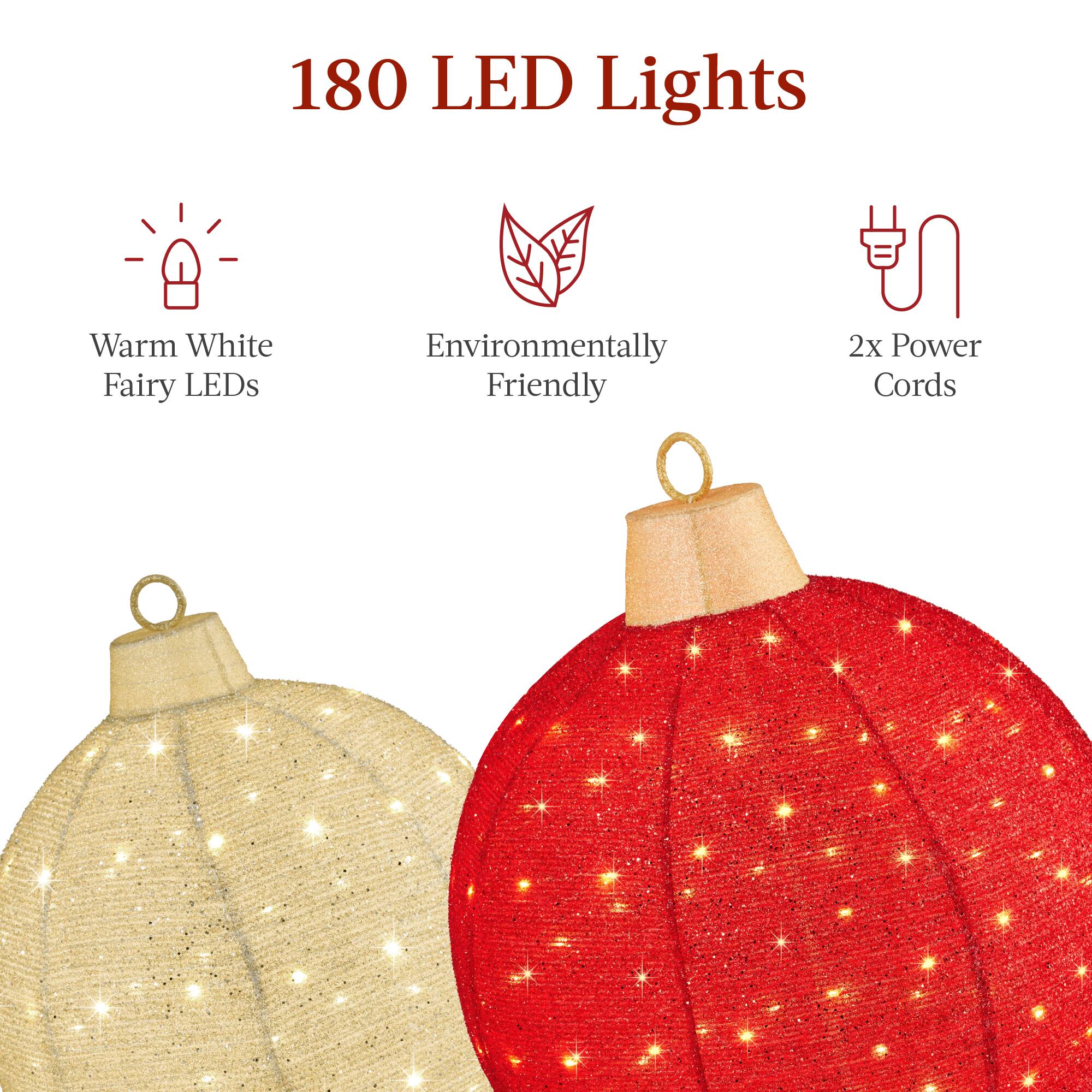 180 LED Lights

- Warm White Fairy LEDs
- Environmentally Friendly
- 2x Power Cords