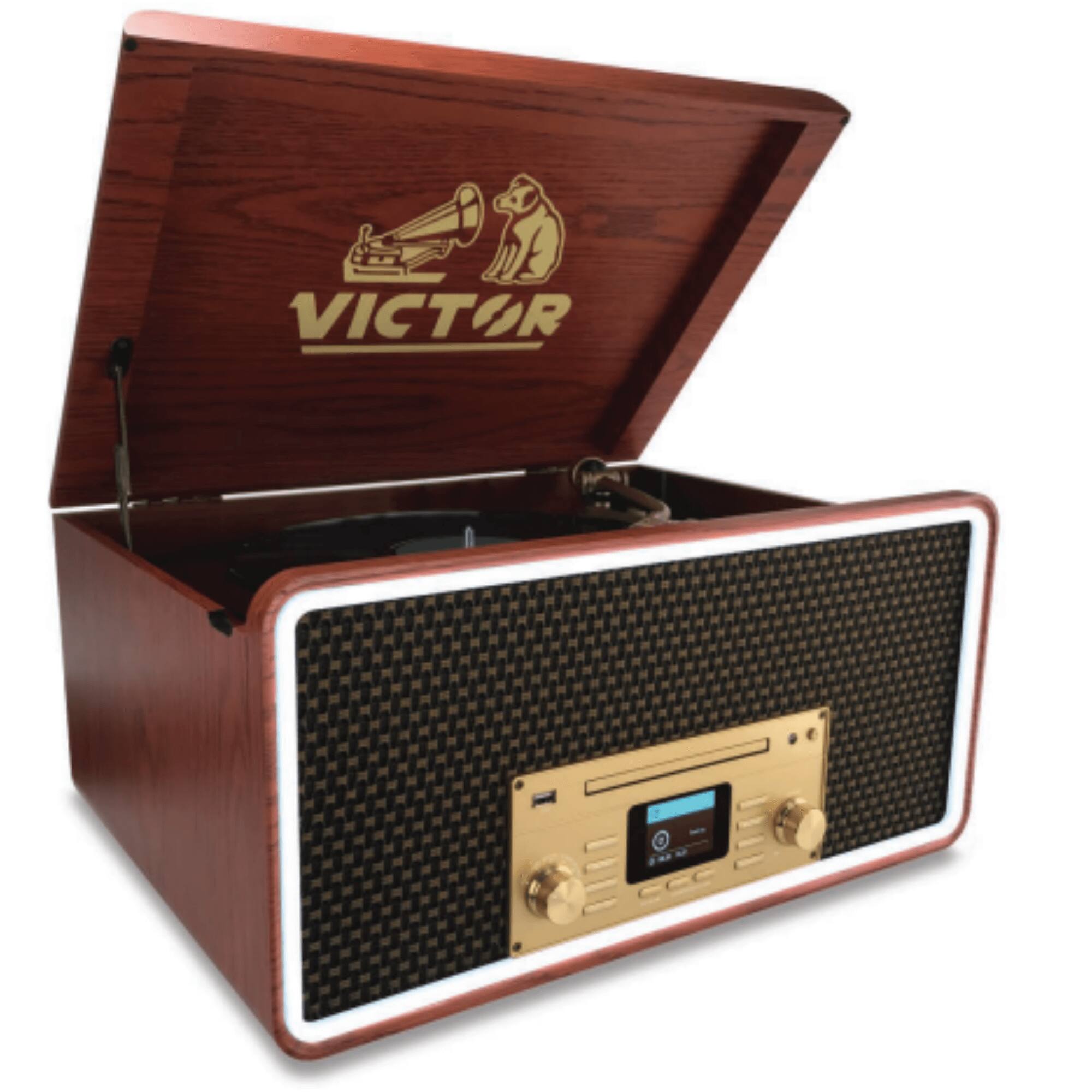 Alt View 1. Victor Audio - Fremont 8-in-1 Wood Music Center - Mahogany.