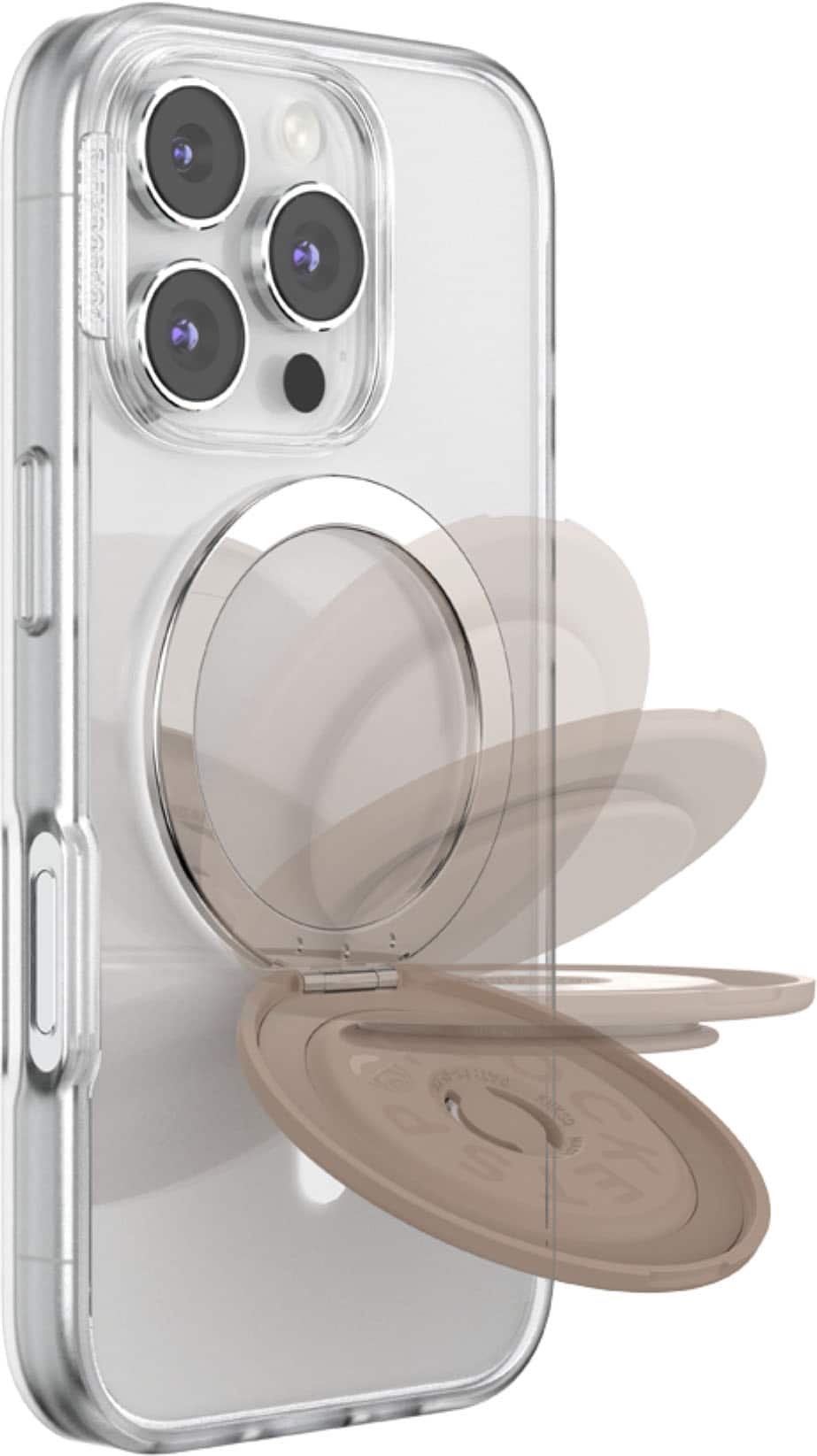 Back. PopSockets - MagSafe Kick-Out Universal Magnetic Grip & Stand with Adapter Ring for Cell Phones - Latte.