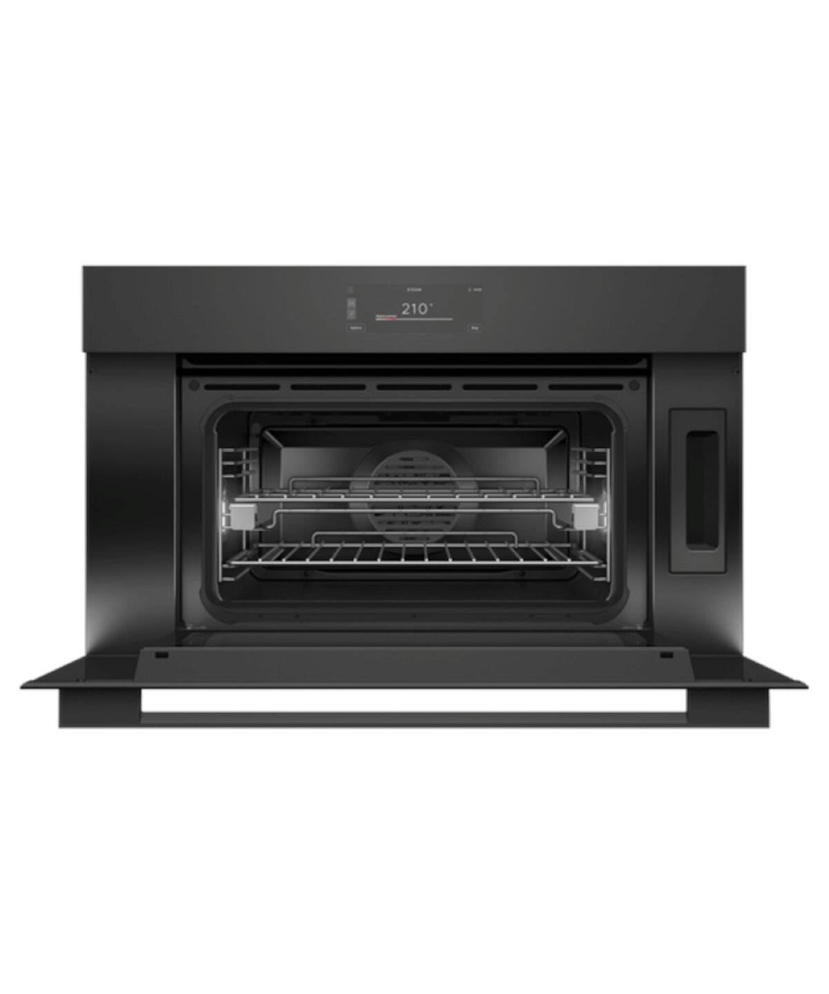Alt View 11. Fisher & Paykel - 30" 1.9 Cu. Ft. Single Combination Steam Oven, 6.8" Touchscreen - Compact - Minimal Black  (Soft Black) - Black.