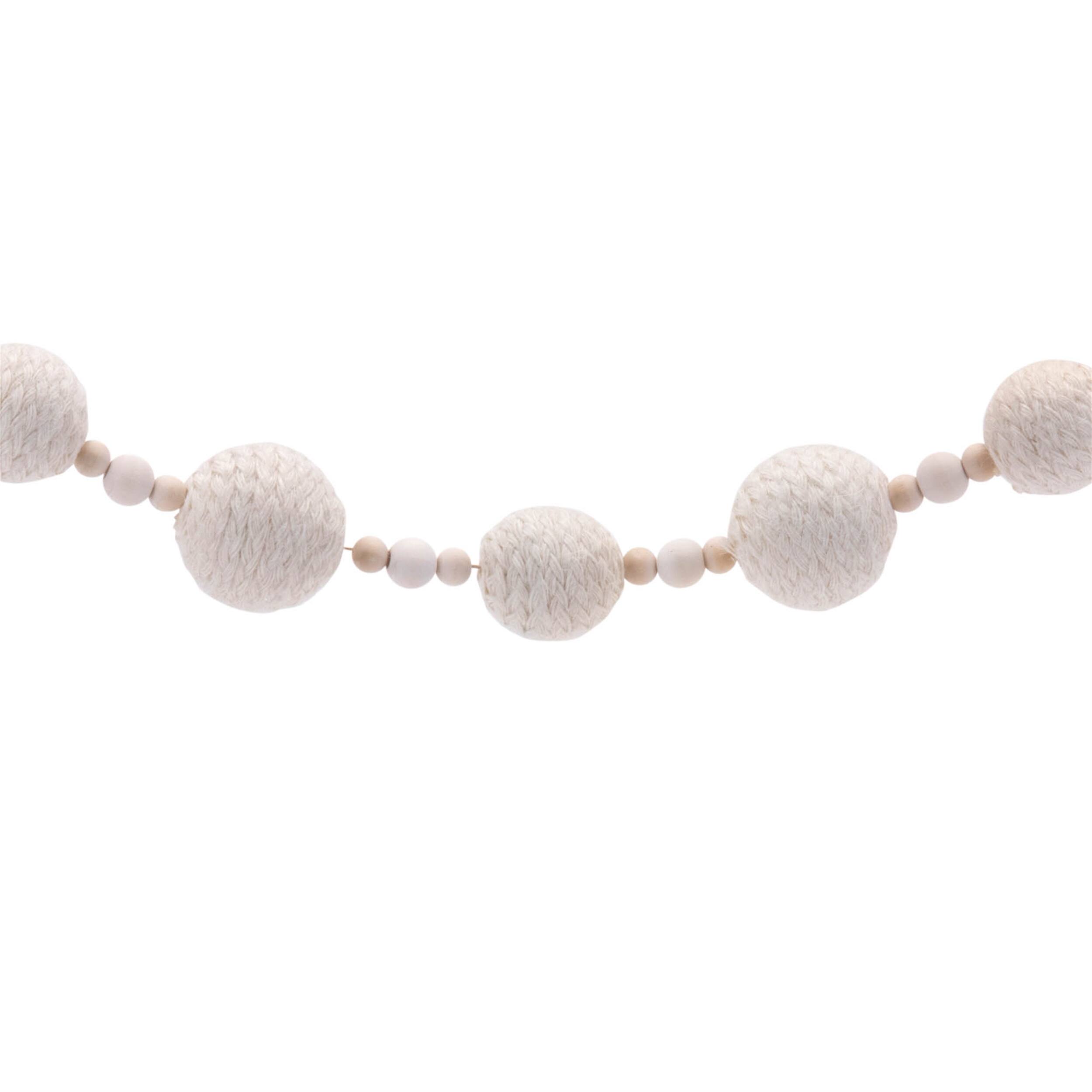 Angle. BreeBe - Fabric Ball String Garland (Set of 2) - Beige.