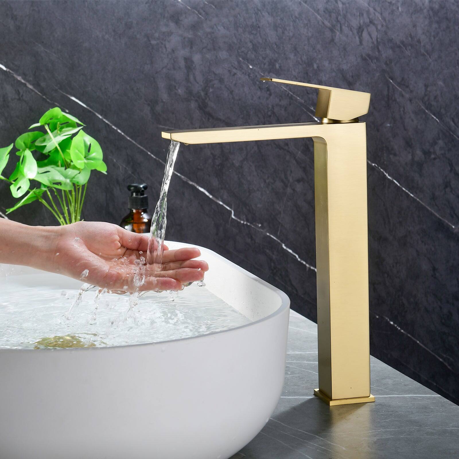 Alt View 4. Boyel Living - Brushed Gold Faucet SUS304 Waterfall Spout cUPC Cartridge 60cm Supply Line Pop Up Drain - Brushed Gold.