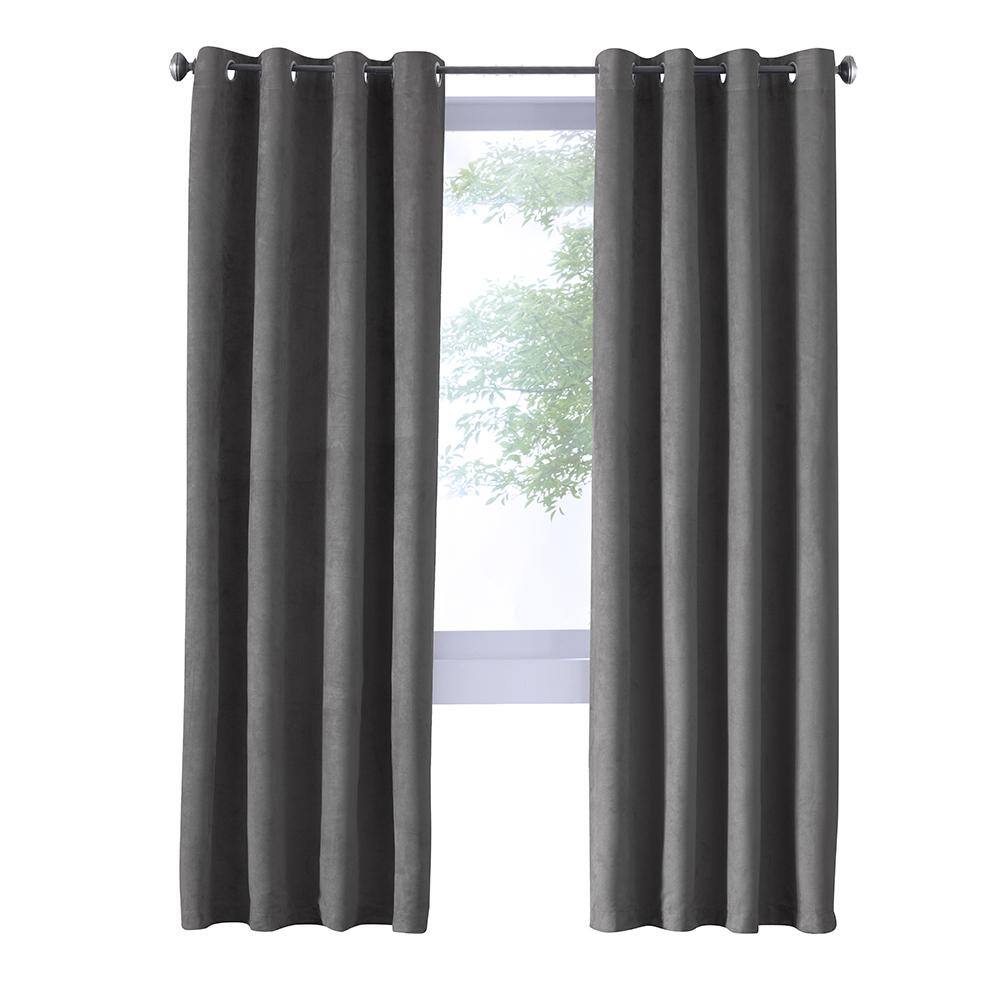 Front. Commonwealth Home Fashions - Thermaplus Navar Blackout Window Treatment Grommet Curtain Panel for Bedroom Livingroom 54" x 108" Dark Grey - Dark Grey.