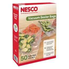 Nesco - 50 Pre-Cut Gallon Sized Vacuum Sealer Bags (11.0-in. x 15.75 in.) - Clear
