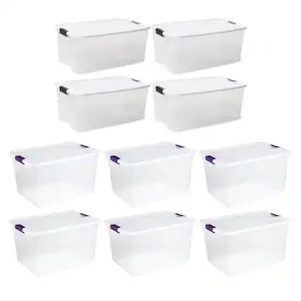 Front. Sterilite - Sterilite 116 Quart Storage Totes, 4 Pack, and 66 Quart Storage Totes, 6 Pack - Clear.