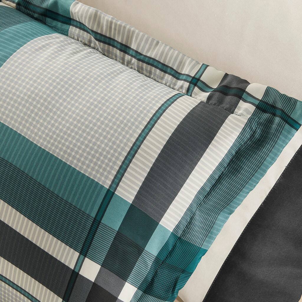 Alt View 3. Gracie Mills - Gracie Mills Lirael Classic Plaid Brushed Microfiber Comforter Set with Bed Sheets - Teal/Black.