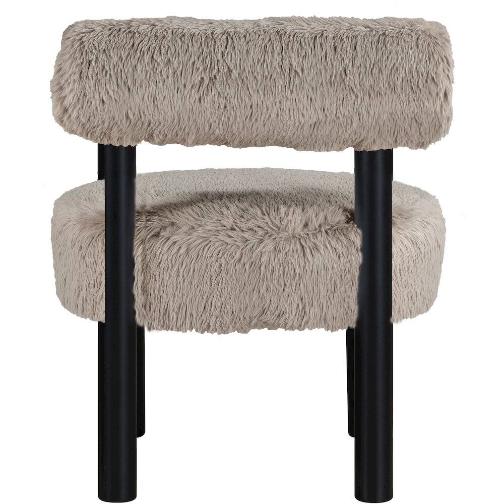 Alt View 2. Meridian Furniture - Ambre Beige Vegan Shearling Fabric Upholstered Accent Chair - Black.