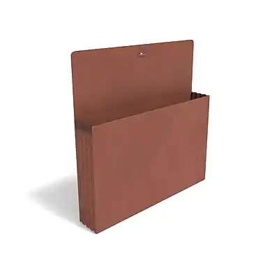Front. Staples - Reinforced Expanding Wallet, Elastic Closure, Letter Size, Brown, 10/Box - Brown.