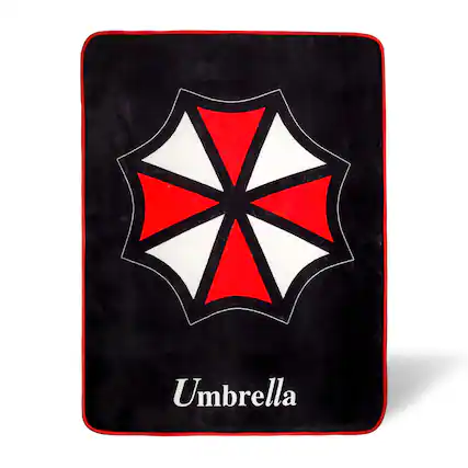 Front. Just Funky - Resident Evil Umbrella Fleece Throw Blanket | 45 x 60 Inches - Red.