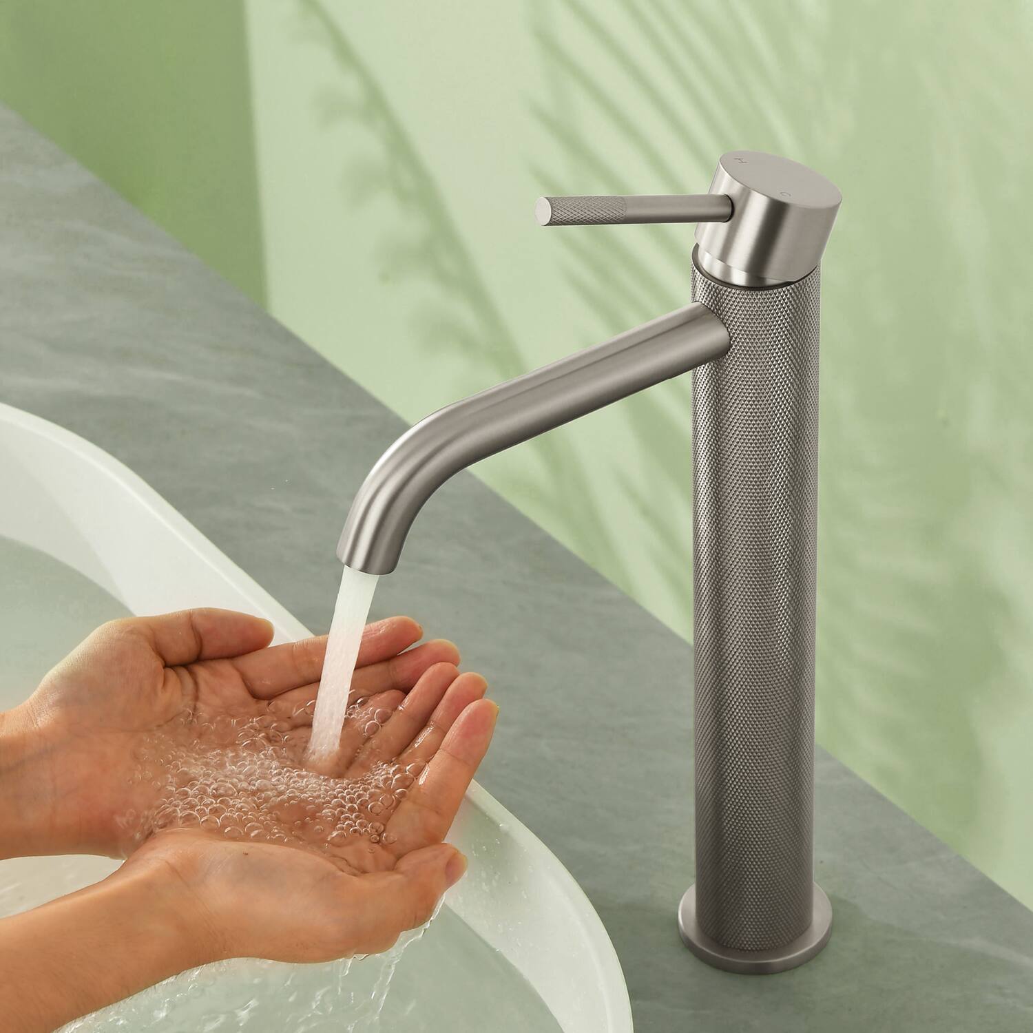 Alt View 3. Boyel Living - Brushed Nickel Carved Bathroom Faucet Solid Brass - Brushed Nickel.