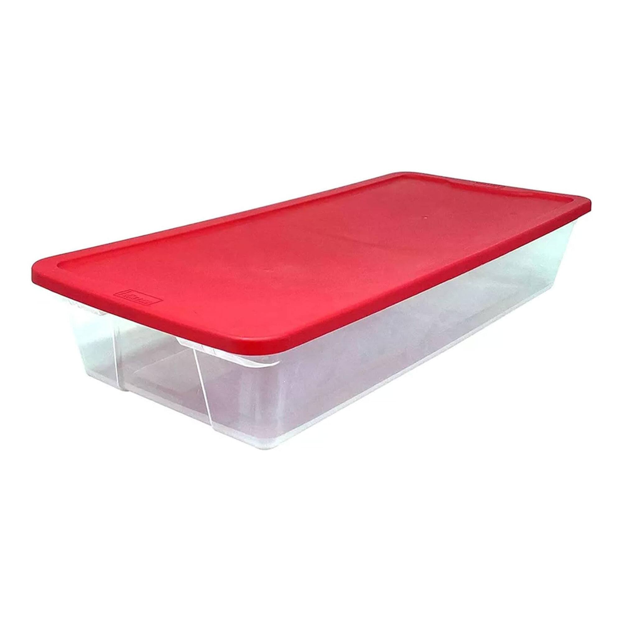 Alt View 8. Homz - Homz 41Qt Clear Plastic Holiday Storage Container w/Red Snap Lock Lid (4 Pack).