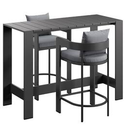 Modway - Tahoe 3-Piece Outdoor Patio Aluminum Bar Set - Gray