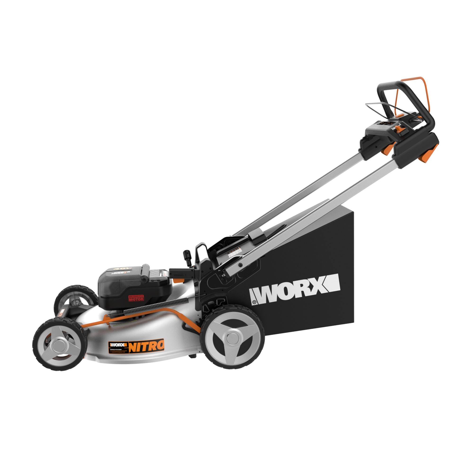 Alt View 12. WORX - Nitro 40V Cordless Self-Propelled Lawn Mower (2 x 5.0 Ah Batteries and 1 x Charger) - Black.