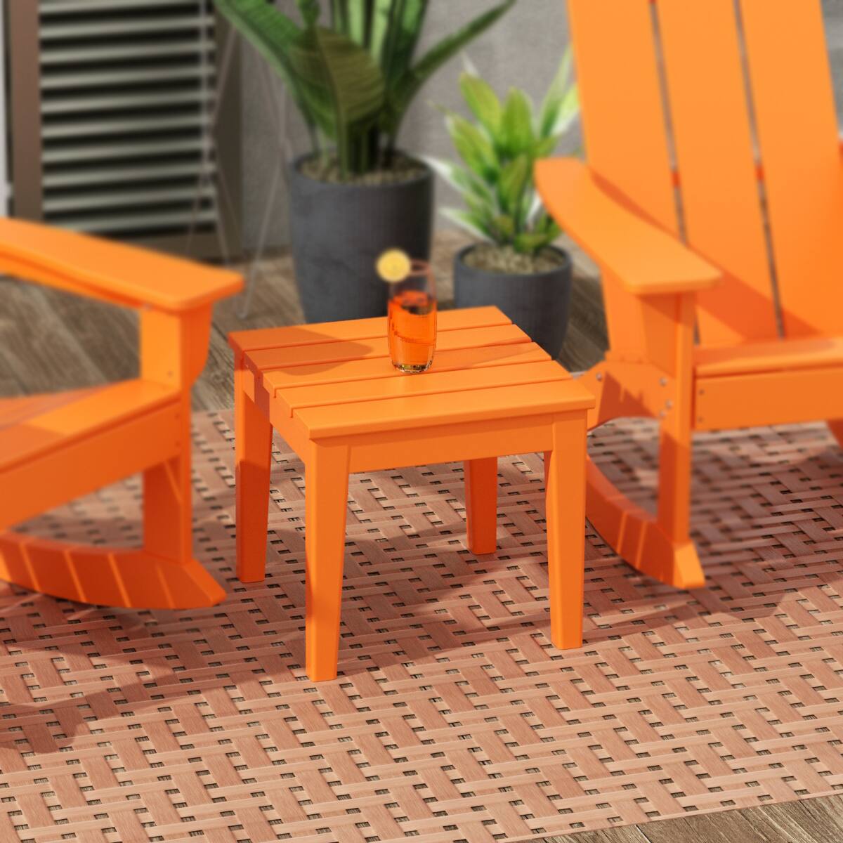 Angle. WestinTrends - WestinTrends Ashore Outdoor Patio Modern Adirondack Side Table - Orange.