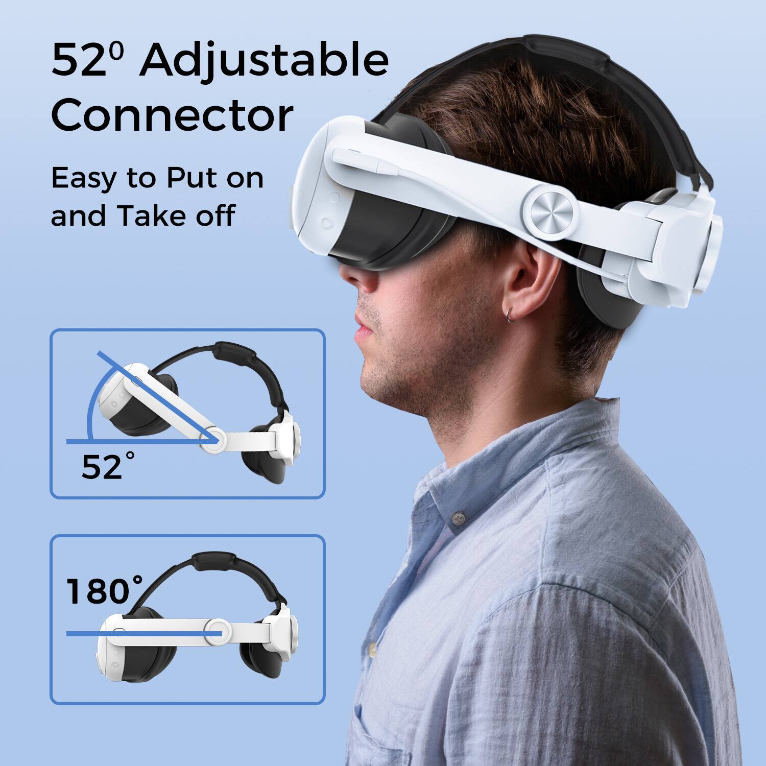 52° Adjustable Connector  
Easy to Put on and Take off  

52°  

180°