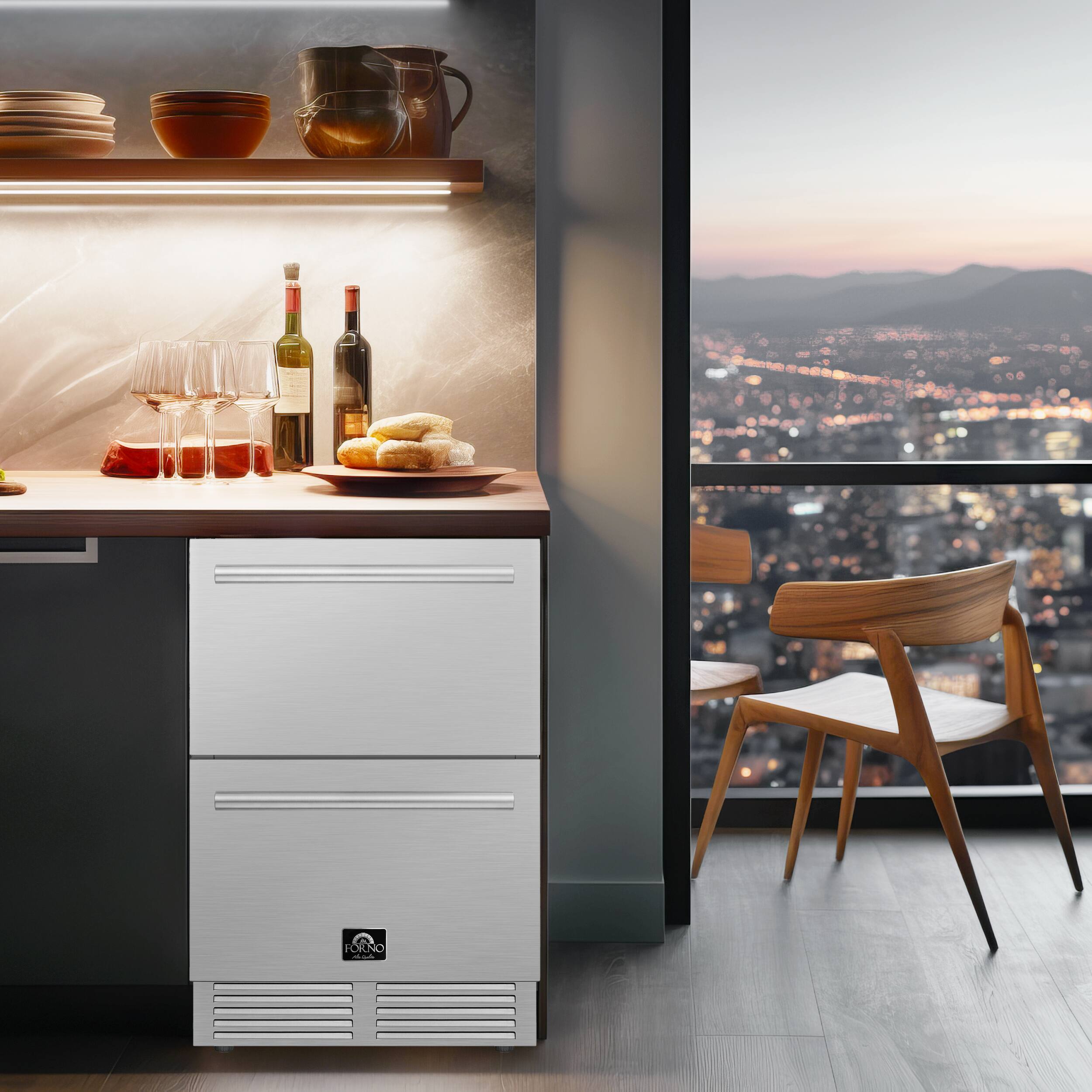 Alt View 6. Forno Appliances - Como 4.87 Cu. Ft. Compact Counter-Depth Drawer Refrigerator for Indoor or Outdoor Use - Stainless Steel.